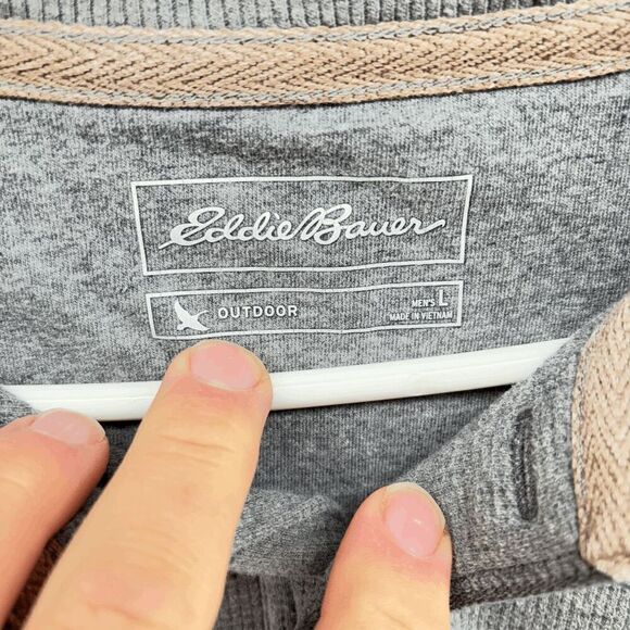 Eddie Bauer Mens Large Button Pullover Sweater Waffle Weave Blend Long Sleeve - Picture 3 of 5